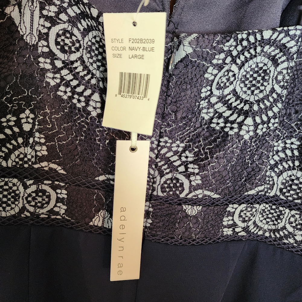 Adelyn Rae Blue Embroidered Jumpsuit with Halter Neck - Picture 3 of 3